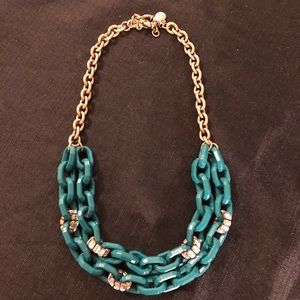 J. Crew turquoise acetate and rhinestone necklace